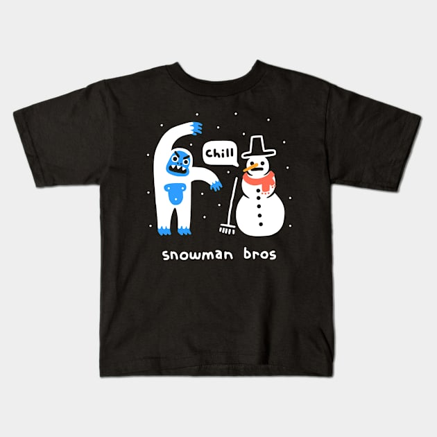 Snowman Bros Kids T-Shirt by obinsun